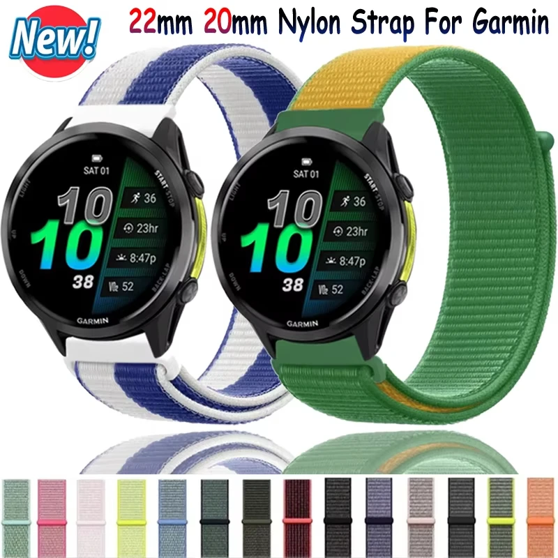 22mm 20mm Nylon Strap For Garmin Forerunner 970 570 165 965 55 Venu 3 Flag Style Fashion Wristband Garmin Active 6 Approach S50