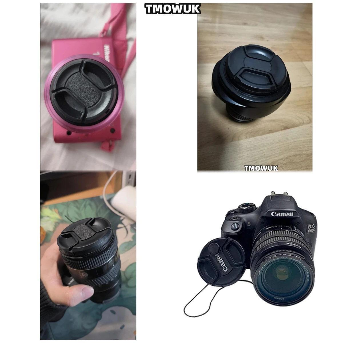 

For Nikon D100 D200 D300 D300S D700 D750 D780 D800 D800E D810 Camera Lens Cap Protective Cover Center Pinch Snap-on 49mm 52 55 5