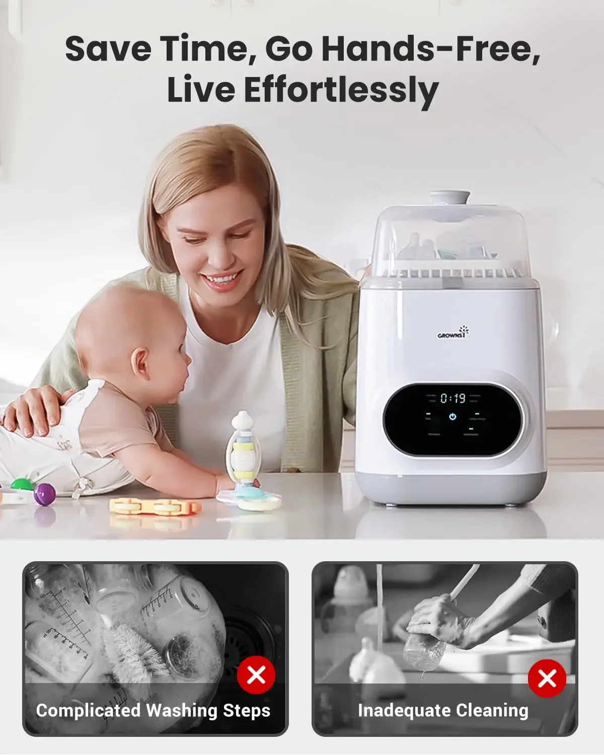 ضمان الأصالة. غسالة الزجاجات برو |   الكل في واحد غسالة الزجاجات والمعقم والمجفف |   غسالة زجاجات الأطفال للزجاجات، ص