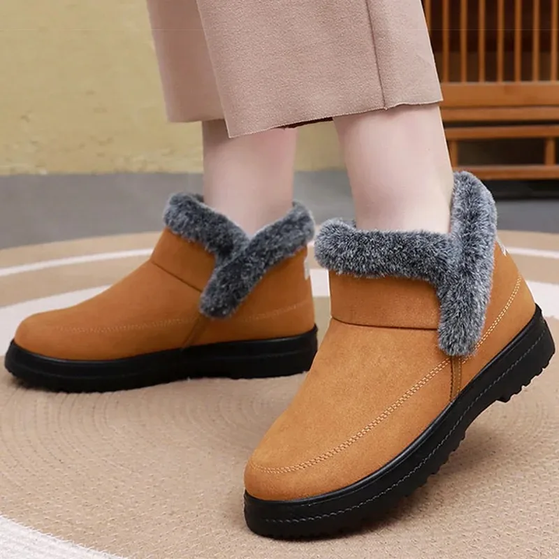 

Designer Women's Boots 2026 Fashion Winter Shoes Fur Warm Ankle Boots Snow Botas Mujer Slip on Fur Shoes Woman Winter Footwear