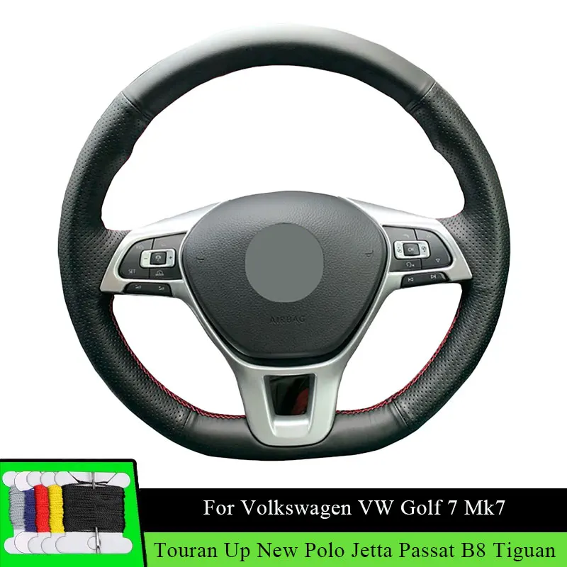 

Scratch-Resistant Car Steering Wheel Cover Microfiber Leather For Volkswagen Golf 7 Mk7 Touran Up Polo Jetta Passat B8 Tiguan