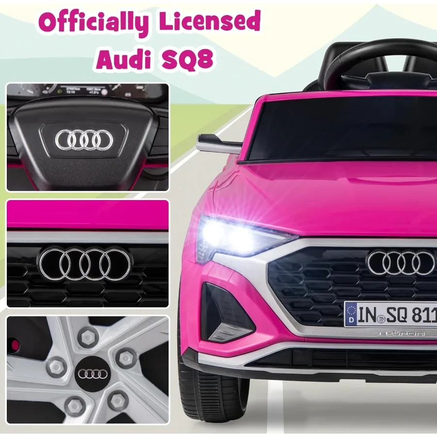 12V Ride on Car Licensed Audi SQ8 Remote Control Ride on Toy Battery Powered Electric Vehicle with Spring Suspension Music and