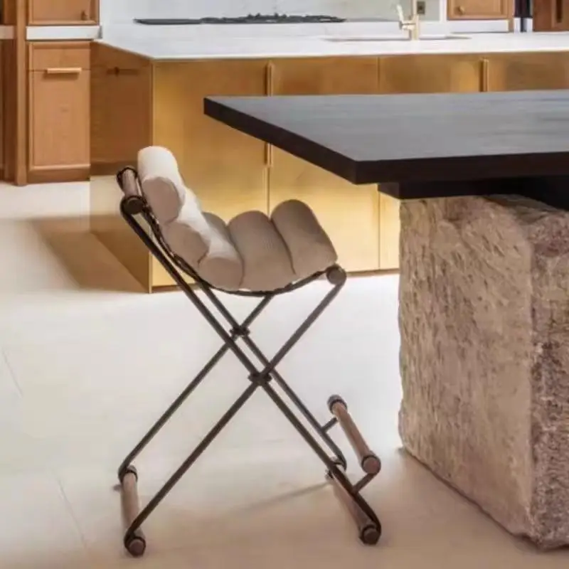 Tall Front Desk Bar Chair Creative Household Island Terrace Homestay Qingba Stainless Steel Reception Chair