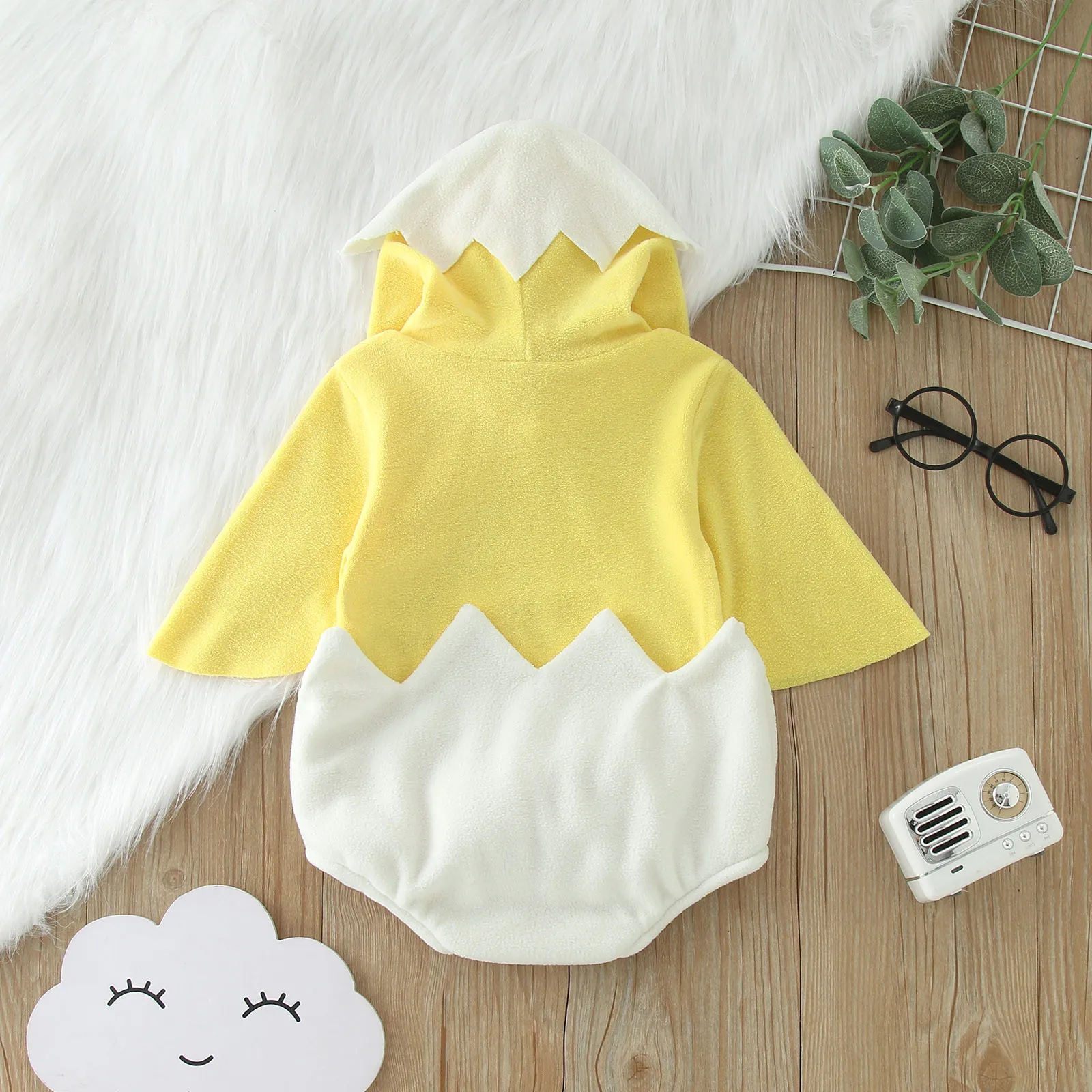 Baby Hooded Romper Comfortable Photo Props Apparel Long Sleeve Bodysuit Cosplay Chicken Jumpsuit Dress up Halloween Costumes