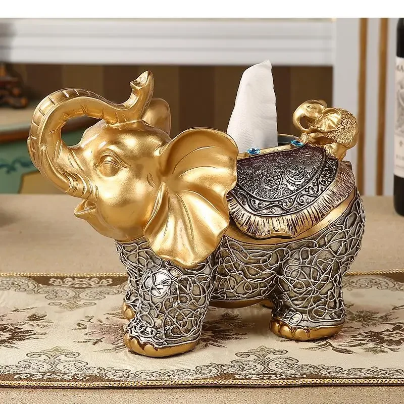 Elephant Resin Tissue Box Napkin Paper Towel Holder Home Desktop Napkin Toilet Paper Box Shelves Storage Container Decoration