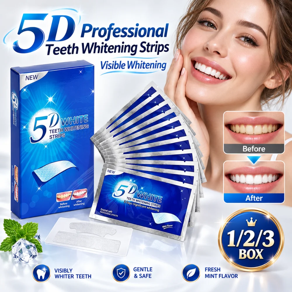Teeth Whitening Strips 14 Pouches 28 Strips PAP Mint Gel Non Slip Stain Remover Sensitive Teeth Dental Brightening Care