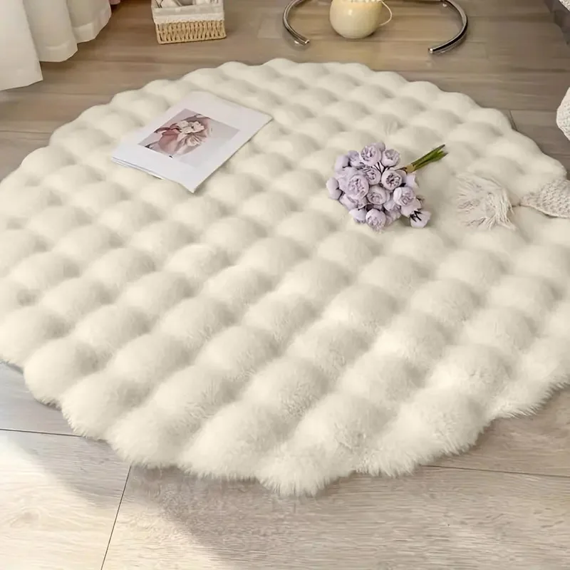 Shaggy Round Carpet for Living Room Area Rugs Plush Fluffy Carpets Thickened Bedroom Bedside Floor Mats Home Use for Gift
