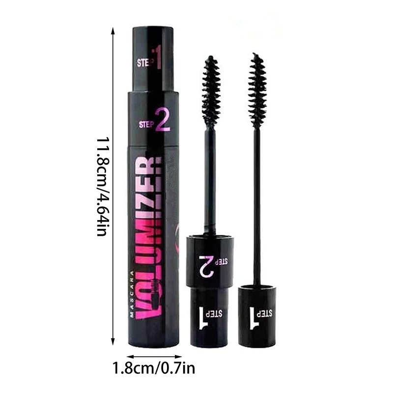 Mascara imperméable à l'eau à double usage, 2 en 1, fibres oculaires, extension de cils allongés, brosses à friser anti-transpiration