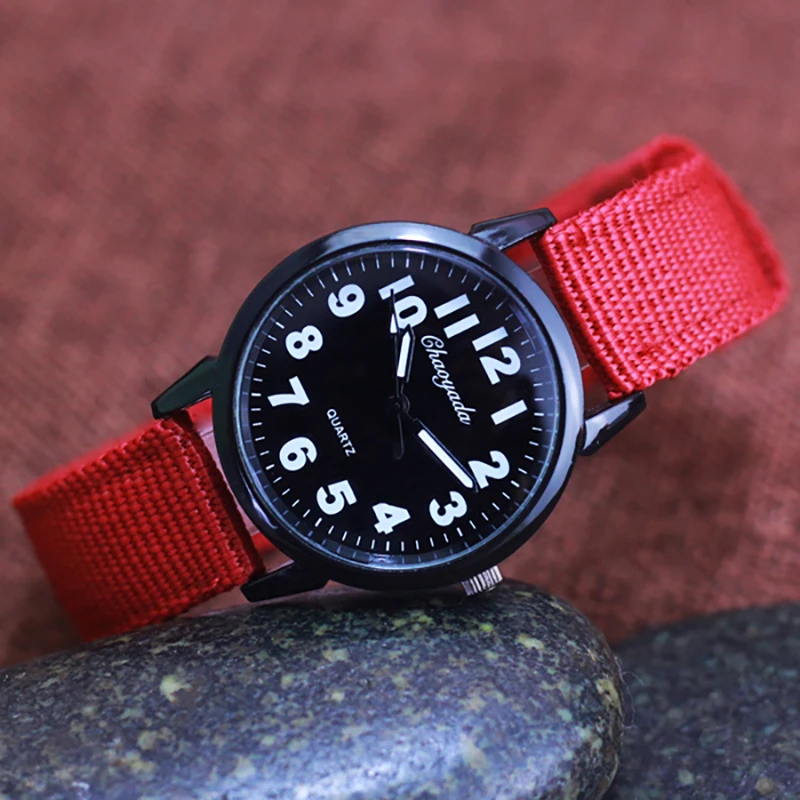 new simple children's boys girls fashion canvas breathable strap quartz wristwatch 12hours black digital man electrion watches