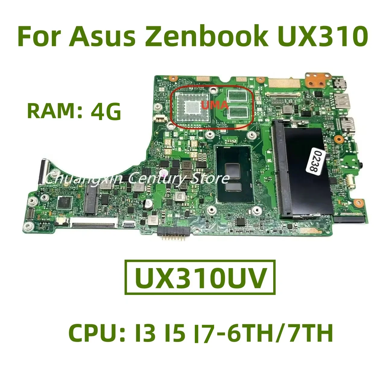 UX310UV motherboard for Asus Zenbook UX310 laptop CPU: I3 I5 I7-6TH/7TH UMA RAM: 4GB 100% tested successfully shipped