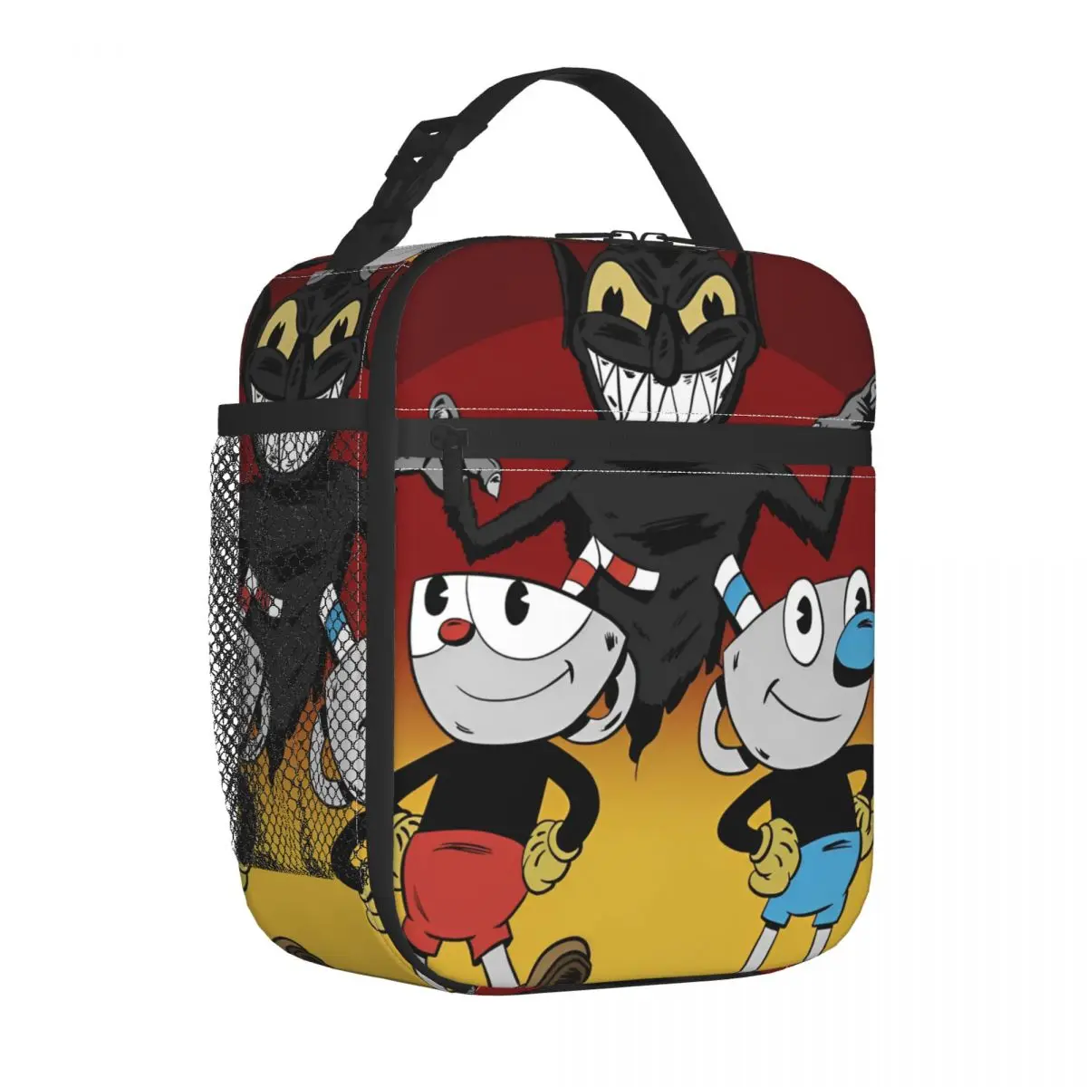 Cartoon Cuphead And Mugman Game Insulated Lunch Bags Storage Food Box Leakproof Thermal Cooler Bento Box For Work