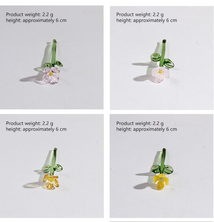 Handgefertigte Glas-Blumen, Glas-Simulationsstrauß, Frisches Blumenarrangement, Desktop-Dekoration mit Ewigen Blumen – Detail 9