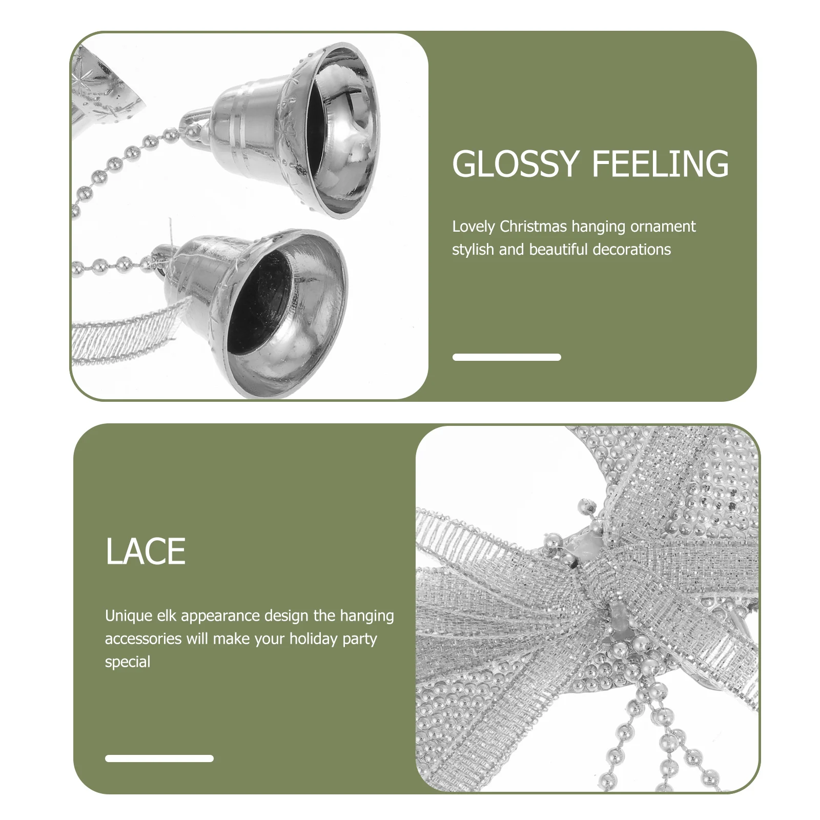 

8 PCS Ornament Small Bell Pendant Bells Christmas Elk Crafts Jingle Accessories Decorations Silver Ornaments