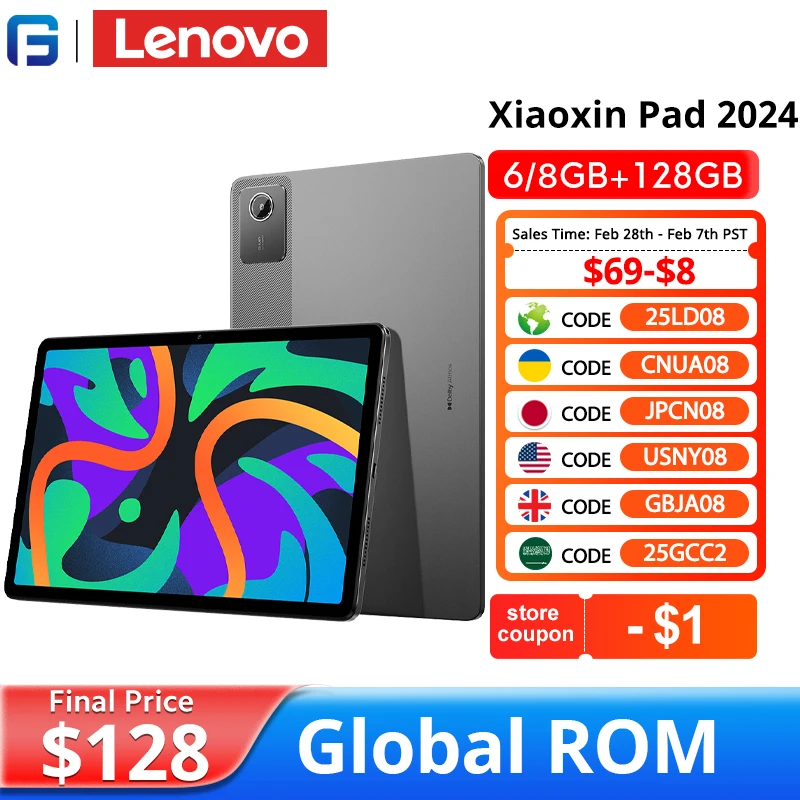 Global ROM Lenovo Xiaoxin Pad 2024 Tablet 6GB 128GB Qualcomm Snapdragon 685 Octa Core 11