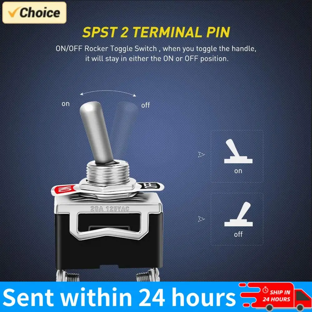 

SPST Toggle Switch Metal Heavy Duty Rocker Toggle 2Pin 15A 250V 20A 125V Car Boat Rocker Toggle Switch Waterproof Boot Cap Cover