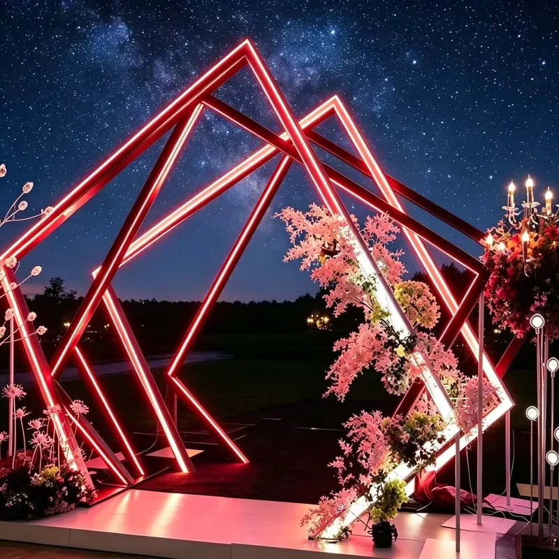 LED Time Tunnel Square Arch Geometric Portal Light for Wedding Event Party Stage Decoration Walkway Entrance Backdrop Stand