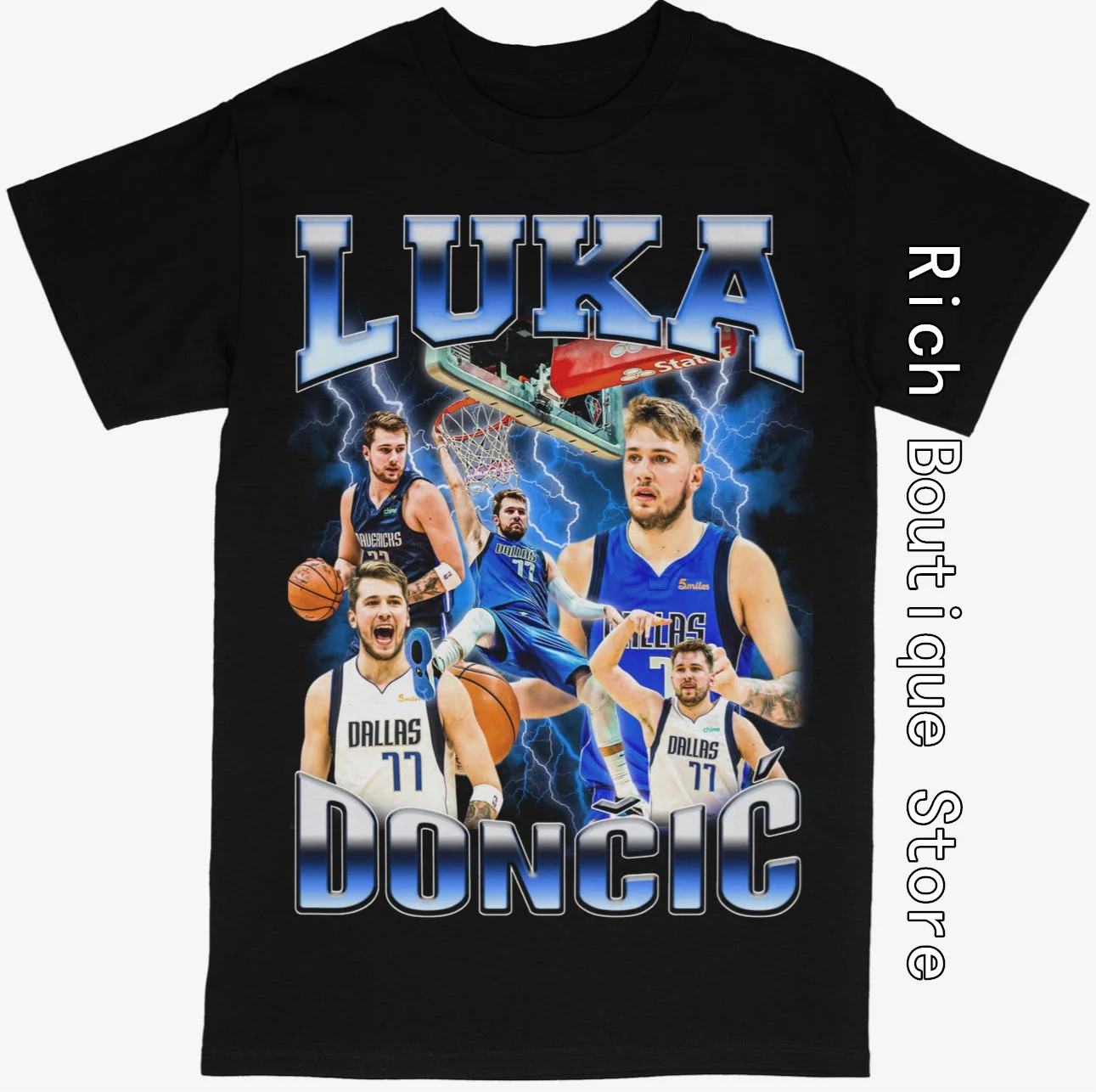 Luka Doncic Dallas Mavericks Graphic T-shirt Men Summer Basketball Cotton Tops Tees Retro Clothing Daily High Street Outfit