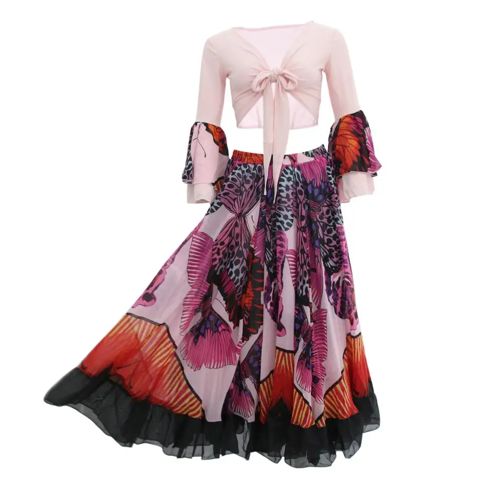 

Belly Dance 25 Yard Tribal Gypsy Maxi Skirt Halloween Dancing Costumes Pink