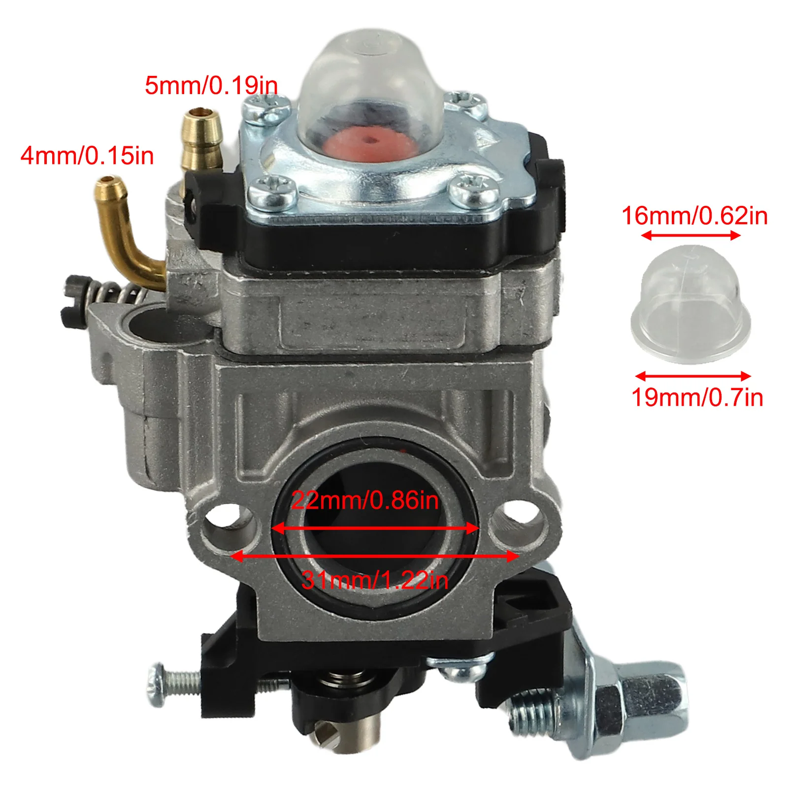 15 ミリメートルキャブレターキット 33cc 43cc 47cc 49cc 用 50cc 52cc エンジンヘッジトリマー刈払機エンジン部品 40-5F/44-5F/TU33