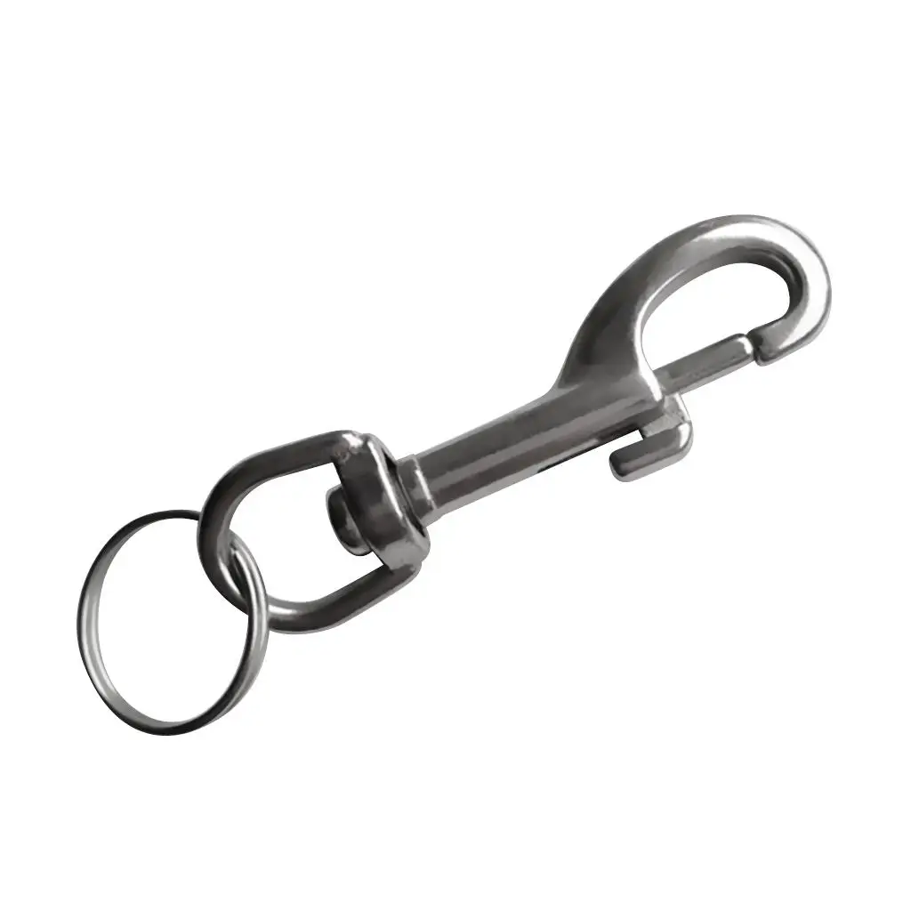 Scuba Diving Gear Bolt Snap Hook with Split Keyring Swivel Clip for Paddle Leash and Keychain