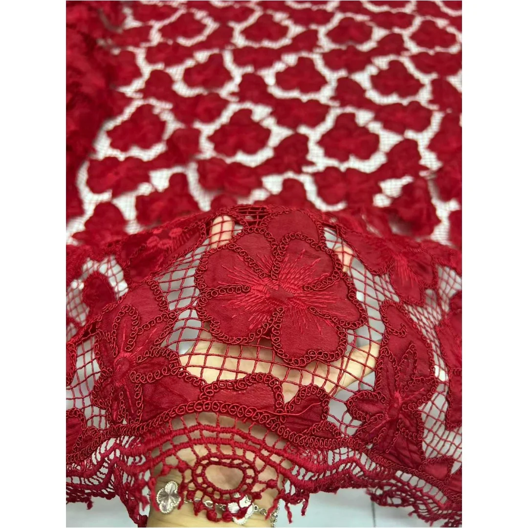 

5Yards 2026Luxurious Delicate Soft Laser Lace Fabric – Elegant High-Quality Cotton Lace for Wedding & EveningU_Ge1358