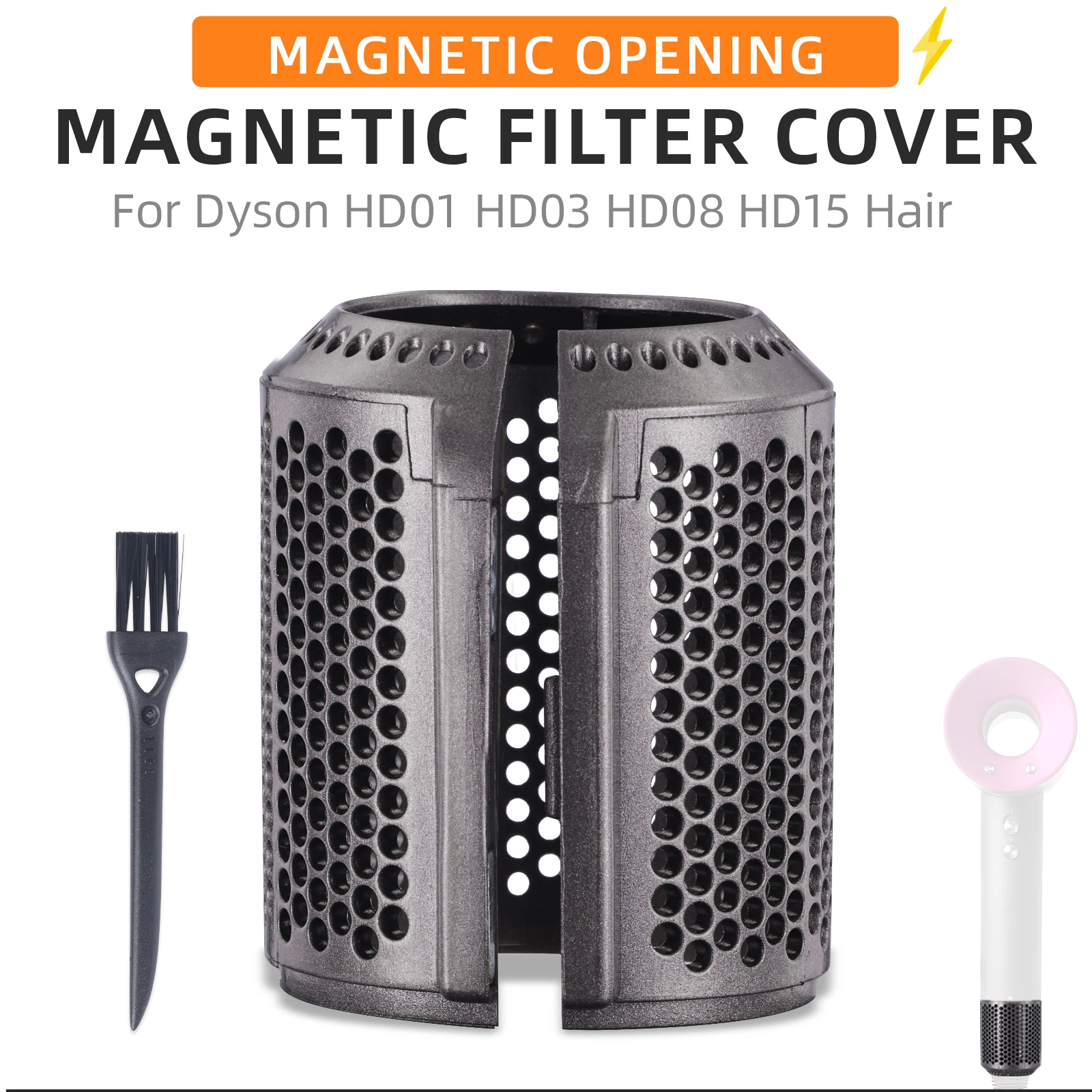 Magnetic Filter Cover for Dyson Hair Dryer HD01 HD03 HD08 HD15 Replacement Outer Dust Cover Suction Opening Buckle Accessories image 3