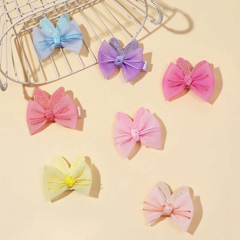 

Lovely Bow Hairpins Solid Color Bows Clip For Kids Sweet Soft Hair Clips Princess Girls Barrettes Hair Accessories Gift