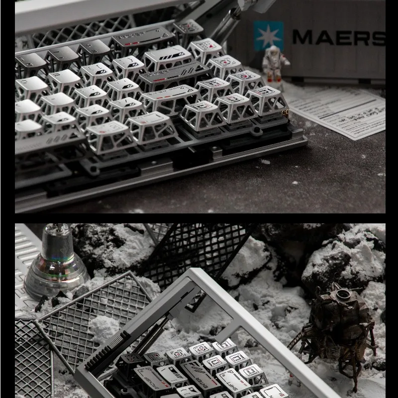 Hollow - Space Outpost Station Metal Keycaps Custom Cherry Profile Transparent CNC Hollow Aluminum Alloy Point Keycap MX Switch