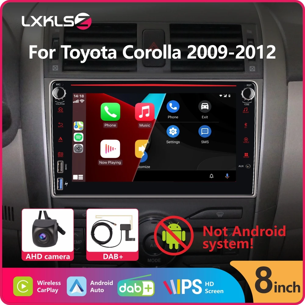 Car Radio with Wireless Carplay Android Auto for Toyota Corolla 2009-2012 with 8