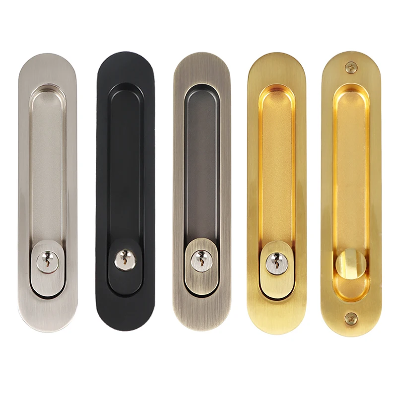 Brand New Barn Sliding Door Locks Gate Round Handle Lock Invisible Hidden Wooden Door Hook Locks with Key/No Key