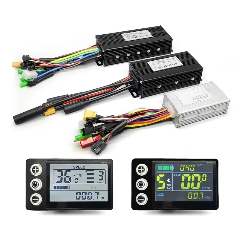 

JN 36V/48V 17A 40A 250W-2000W Three-Mode Sine Wave Ebike Controller with Learning and S866 Color Controller Display Kit