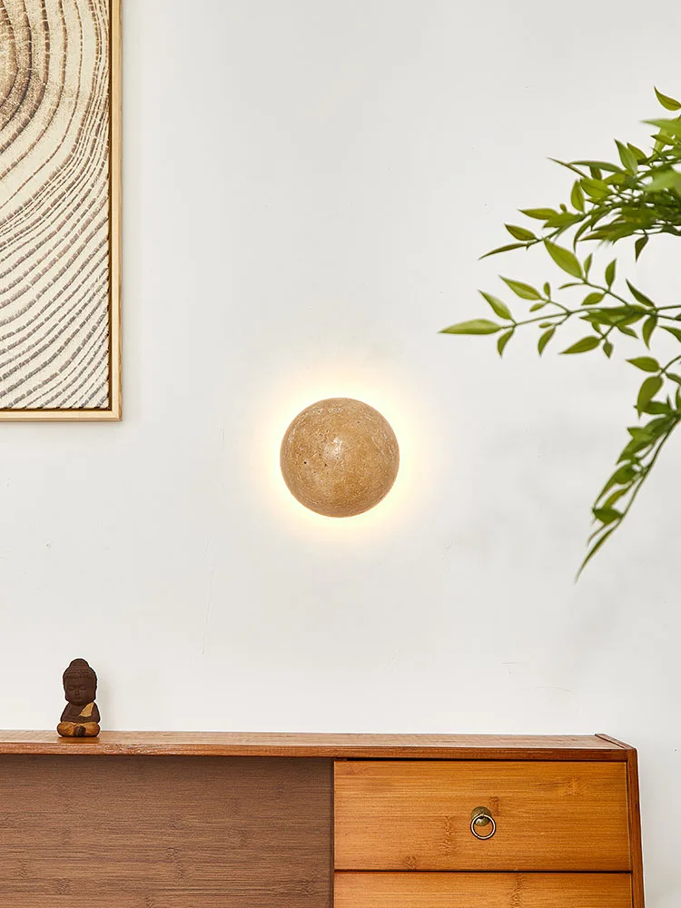 

Sandy Wind Bedroom Bedside Wall Light Circular Corridor Aisle Light Designer Staircase Japanese-style Living Room Ambient L