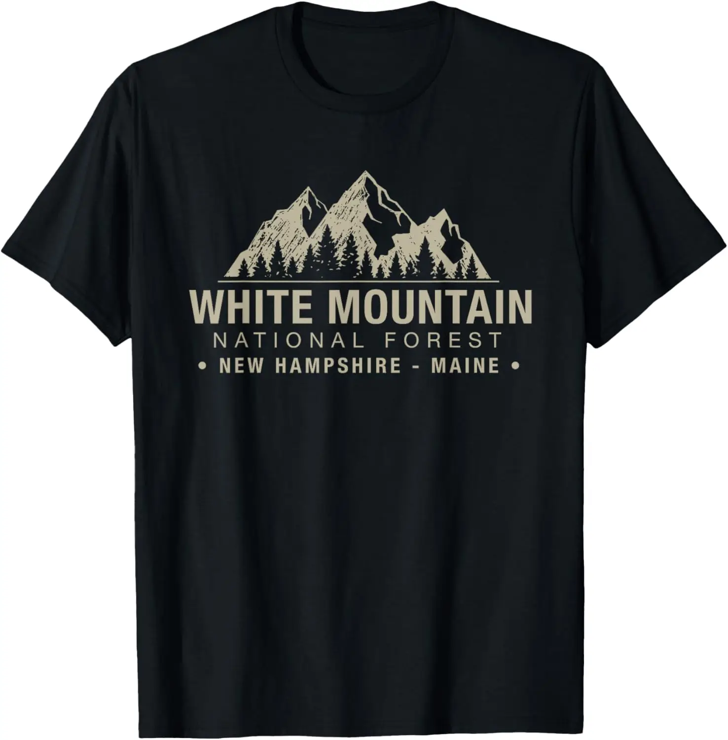 White Mountain National Forest New Hampshire Maine T-Shirt 100% Cotton Trendy Y2K Short-Sleeve Tee – Soft, Quick-Drying, & Moisture-Wicking; Ideal for Sports or Casual Wear; Great Gift for Christmas or Halloween.