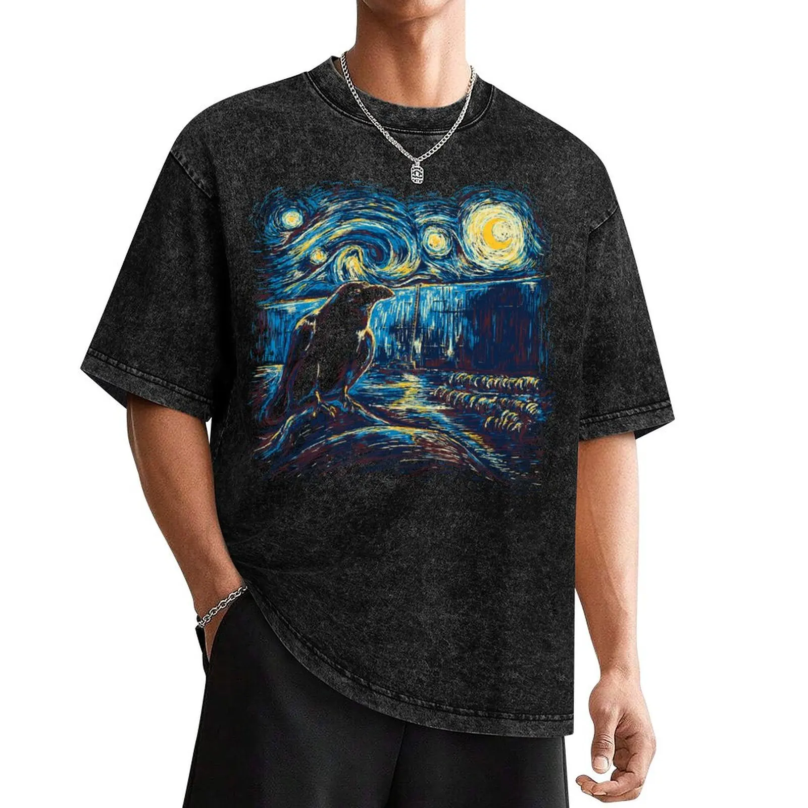 

Starry Night's Watch T-Shirt plain blanks hippie clothes boys animal print men clothes