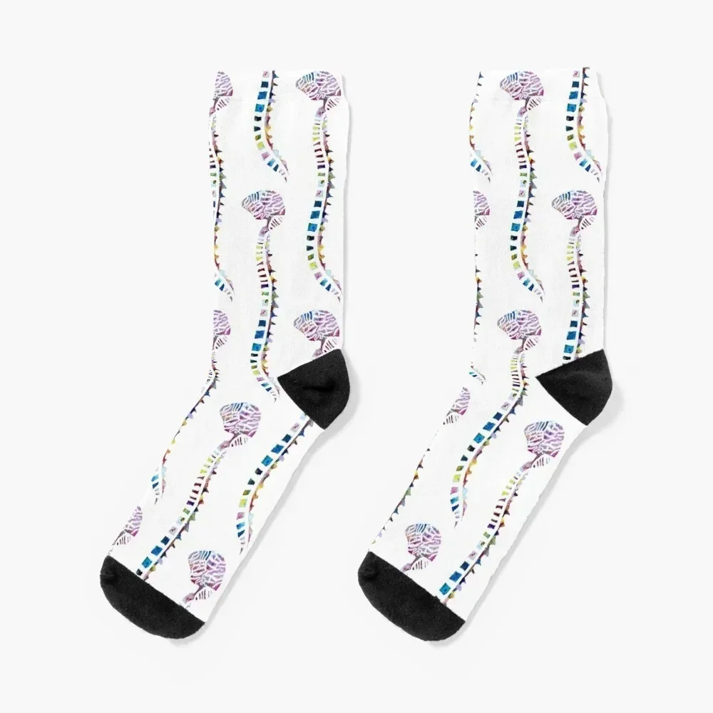 

Funfetti Brain and Spine (White Pattern) Socks New year's soccer anti-slip Children's Socks Women Men's