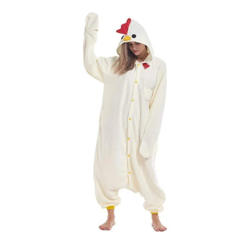 Winter Adult Animal Dalmatian Duck Onesies Cow Chicken Kigurumi Pajamas Cartoon Cosplay Costumes Jumpsuits Christmas Hooded