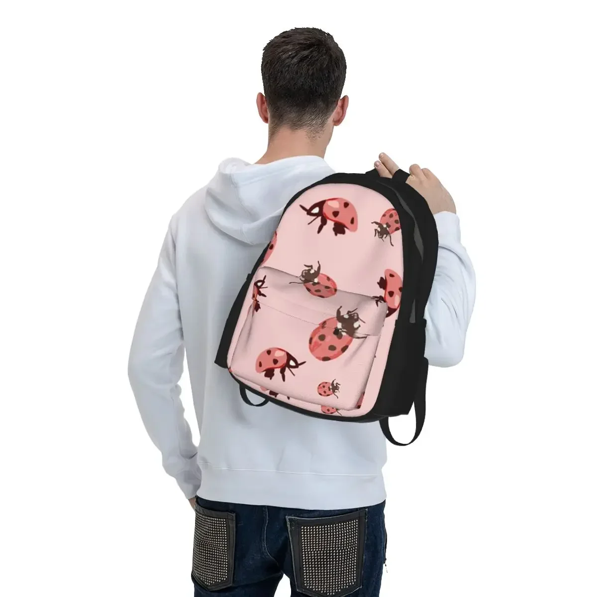 Cute Ladybug Pattern Whimsical Insect Student Backpack School Bag Hiking Travel Daypack for Boys Girls Bookbag Shoulder Bags