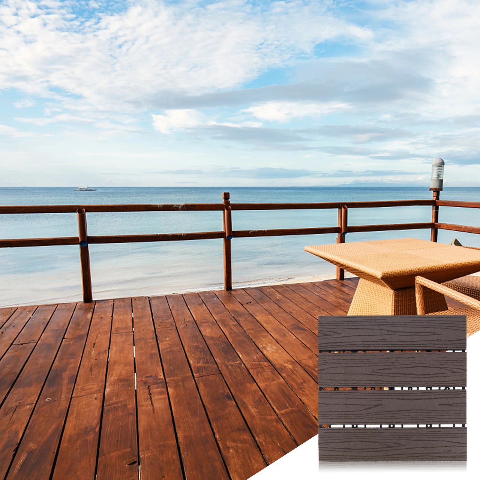 

1 шт., безопасный деревянный пластиковый пол, простая установка, влагостойкий, огнестойкий, сад, двор, терраса, балкон, деревянный пластиковый пол