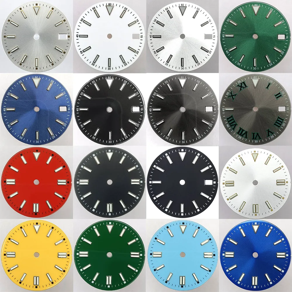 قرص 28.5 ملم مع نافذة تقويم مناسبة لحركة NH-35 قرص مضيء يمكن أن يدعم تخصيص اسم/الشعار بنفسك