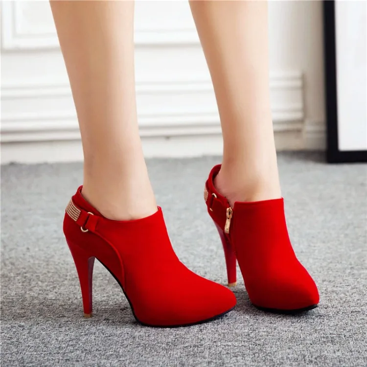 Oversize  Large size Big size womens fashion boots Pointed toe Thin heel ankle boots boots female women shoes Light Weight