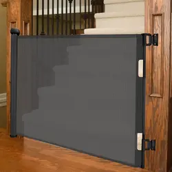 Large Retractable Baby Gate Double Lock Safety Cat Large Dog Pet Gate Toddler Gate for Stairs Door Hall Banister Indoor NO Drill