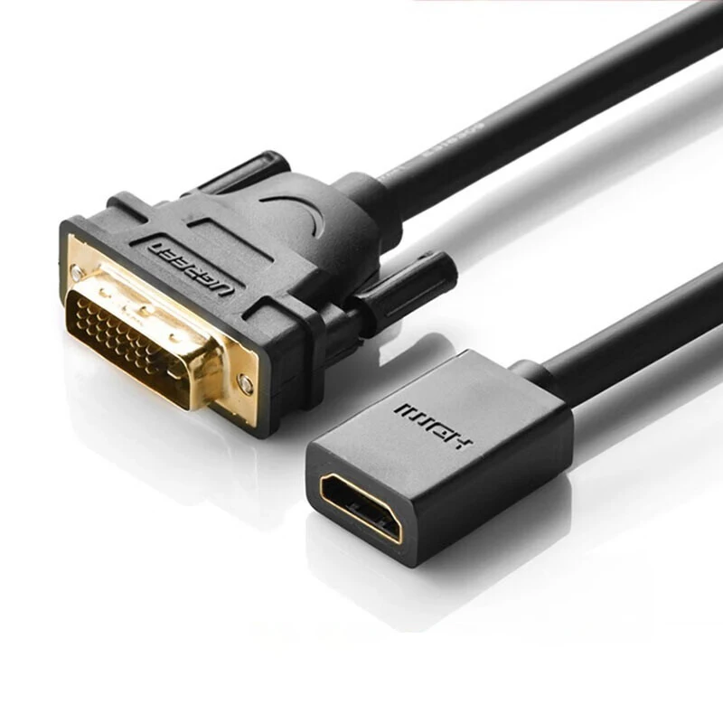 

UGREEN DVI to HD-MI Cable Bi-Directional HD-MI Female to DVI-D(24+1) Male Adapter 20cm 1080P DVI-D to HD-MI Converter Cable