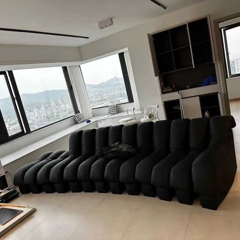 Sofá serpiente, sofá de piel de microfibra, sofá módulo curvo