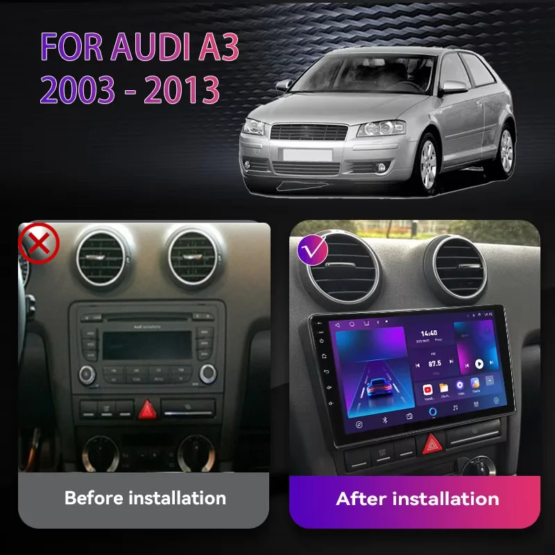 For Audi A3 8P 2003-2013 Android 11 Wireless CarPlay Android Auto Car Radio GPS Multimedia 2 din Systems Stere Navigation Radio