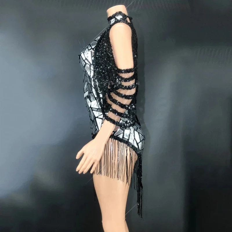 Parkly Pailletten Turnpakje Bling Sexy Dans Franjes Bodypak Verjaardag Outfit Zangeres Podiumkleding
