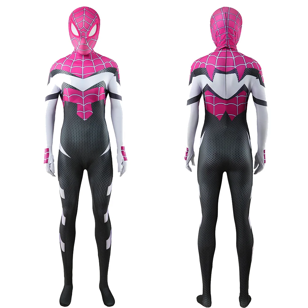 Spiderwomen Gwen Stacy Cosplay Costume Superhero 3D Printed Spandex Zenzai Bodysuit Gwen Cosplay Halloween Costume for Girls