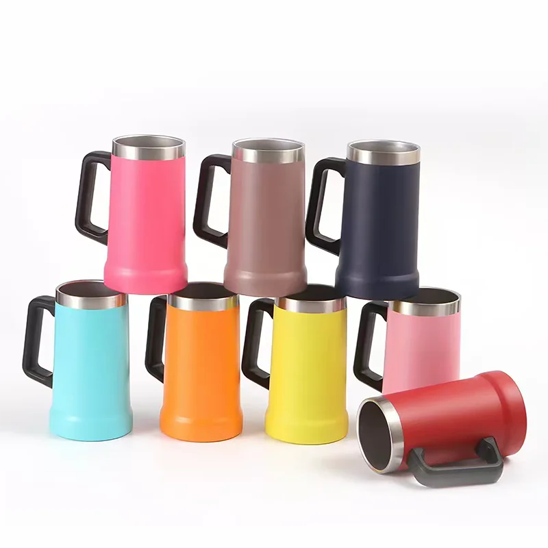 Outdoor Camping Stainless Steel Beer Mug Shockproof Portable Handled Tumbler Cold Beverage Cup