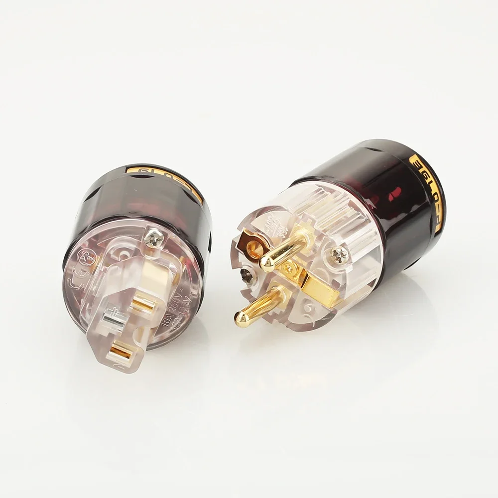 زوج واحد مطلي بالذهب P079E C-079 IEC + 24k مطلية بالذهب Schuko الاتحاد الأوروبي التوصيل + IEC موصل سالب للصوت لتقوم بها بنفسك