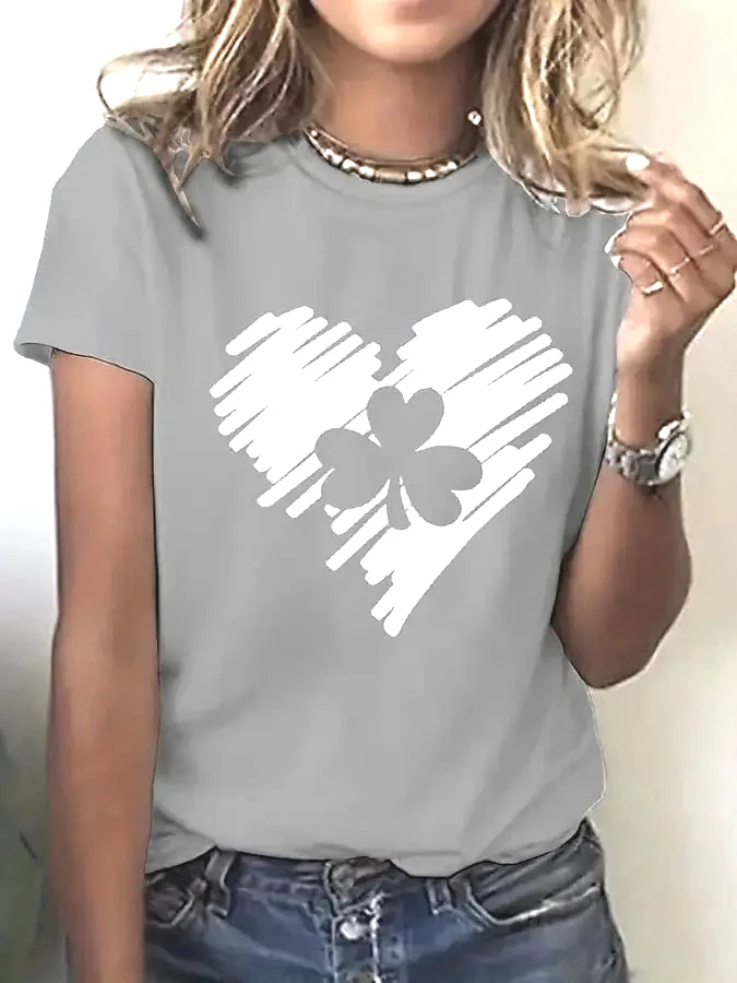 2026 St Patrick’s Day Cute Animal Women's T-shirt Green Lucky Clover 3D Print Crew Neck Outdoor Short Sleeve Women Clothing Tops