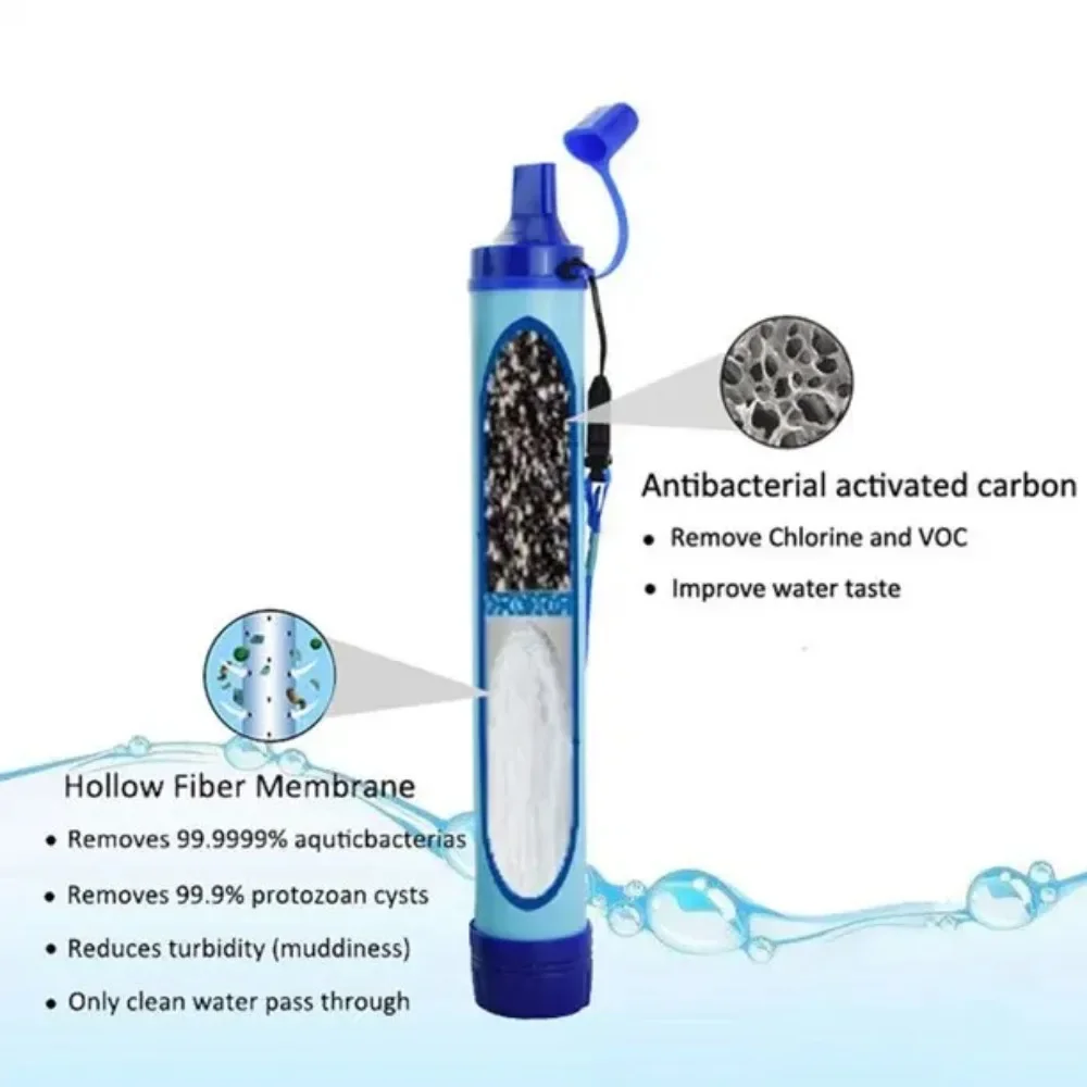 Portable Outdoor Water Purifier Camping Hiking Emergency Survival Water Filter Filtration Straws Camping Equipment Accessories